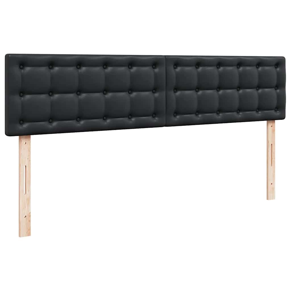 vidaXL Οθωμανικό κρεβάτι με στρώματα & LEDs Μαύρο Faux Leather