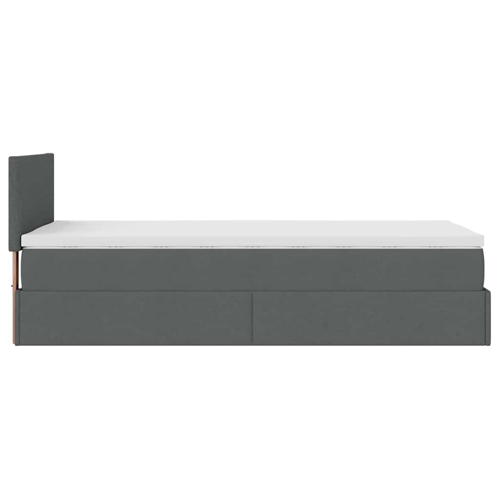 vidaXL Οθωμανικό κρεβάτι με στρώμα & LEDs Σκούρο γκρι ύφασμα 100x200cm