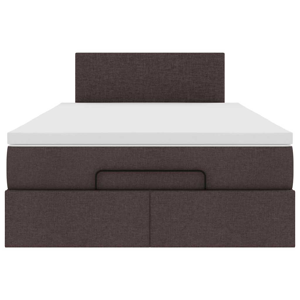 vidaXL Οθωμανικό κρεβάτι με στρώμα & LEDs Σκούρο καφέ 120x190cm ύφασμα