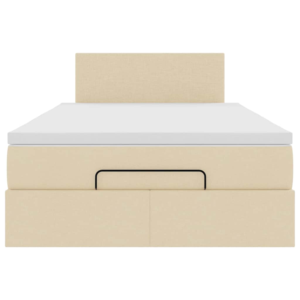 vidaXL Οθωμανικό κρεβάτι με στρώμα & LEDs Cream 120x200cm ύφασμα