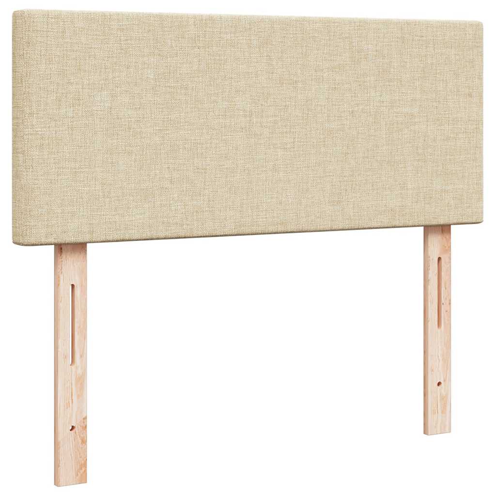 vidaXL Οθωμανικό κρεβάτι με στρώμα & LEDs Cream 120x200cm ύφασμα