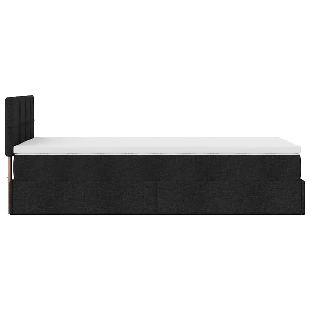 vidaXL Οθωμανικό κρεβάτι με στρώμα & LEDs Μαύρο 80x200cm ύφασμα