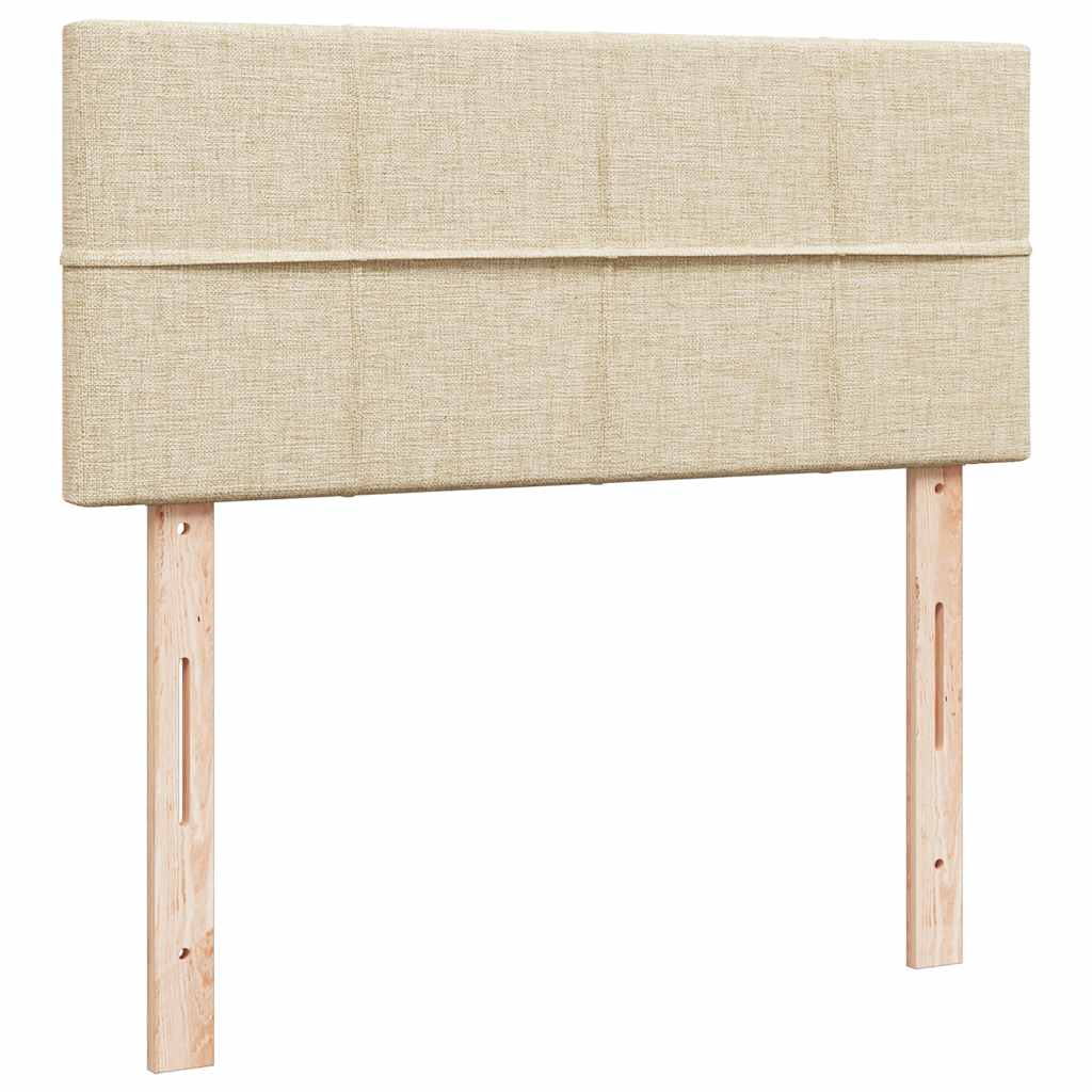 vidaXL Οθωμανικό κρεβάτι με στρώμα & LEDs Cream 120x190cm ύφασμα