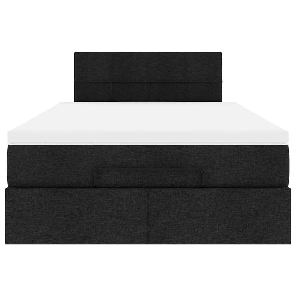 vidaXL Οθωμανικό κρεβάτι με στρώμα & LEDs Μαύρο 120x200 cm Ύφασμα