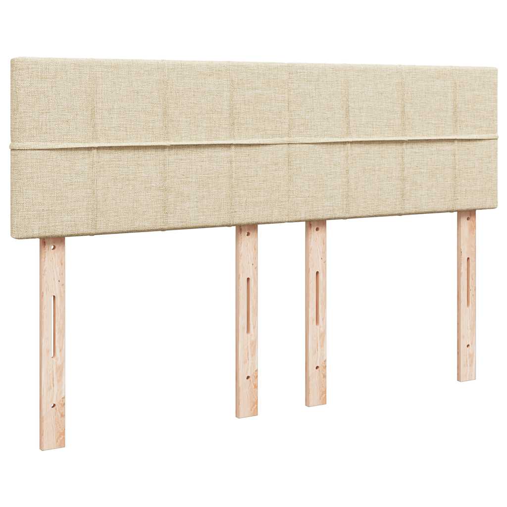 vidaXL Οθωμανικό κρεβάτι με στρώμα & LEDs Cream 140x200 cm Ύφασμα