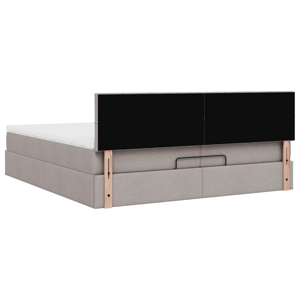 vidaXL Οθωμανικό κρεβάτι με στρώματα & LEDs Taupe 200x200cm ύφασμα