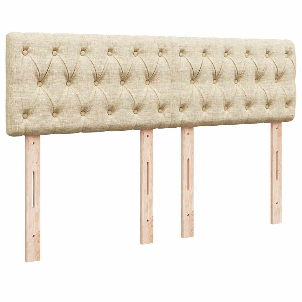 vidaXL Οθωμανικό κρεβάτι με στρώμα & LEDs Cream 140x190cm Ύφασμα