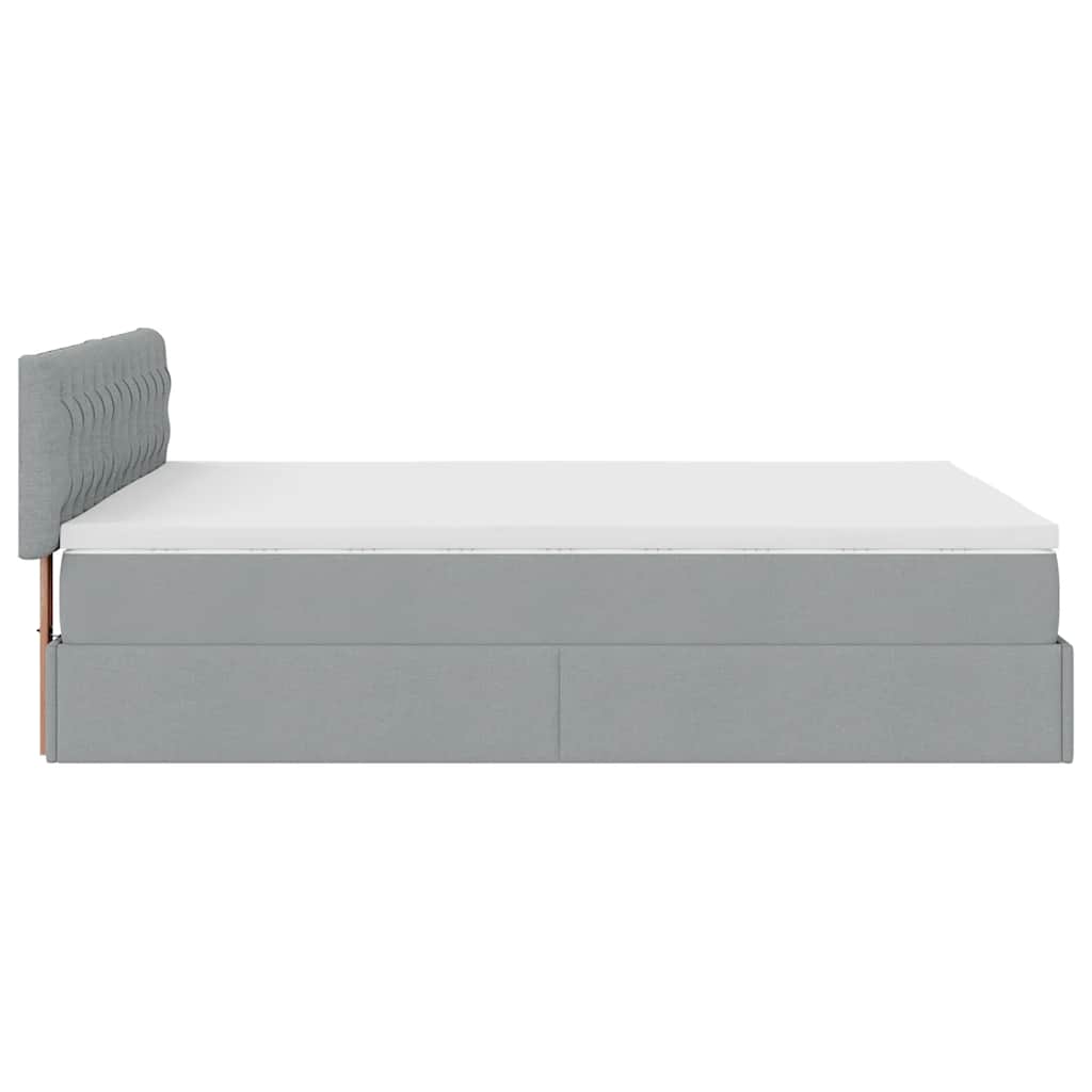 vidaXL Οθωμανικό κρεβάτι με στρώμα & LEDs Ανοιχτό γκρι ύφασμα