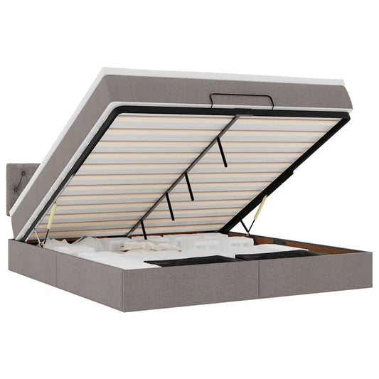 vidaXL Οθωμανικό κρεβάτι με στρώμα & LEDs Taupe 180x200cm ύφασμα