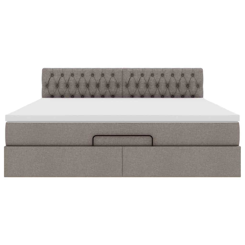 vidaXL Οθωμανικό κρεβάτι με στρώμα & LEDs Taupe 180x200cm ύφασμα