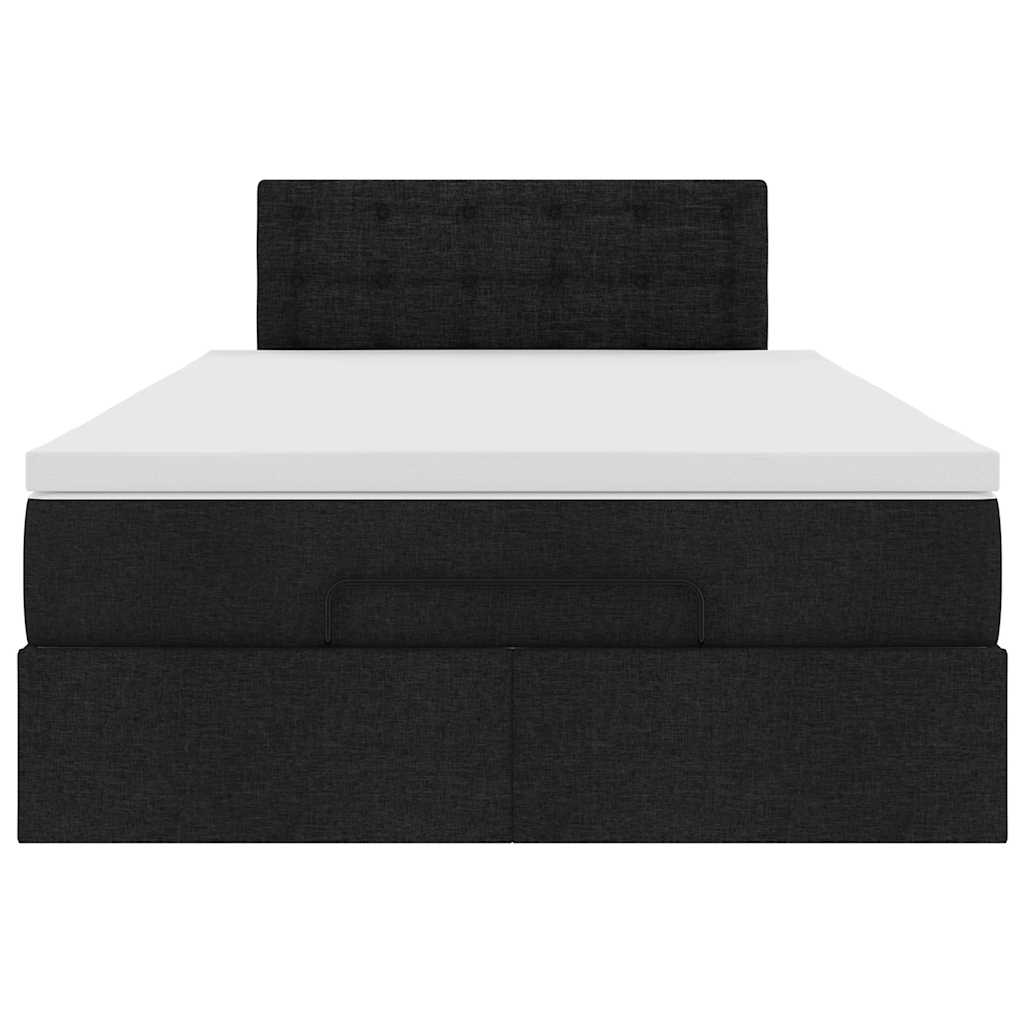 vidaXL Οθωμανικό κρεβάτι με στρώμα & LEDs Μαύρο 120x190 cm Ύφασμα