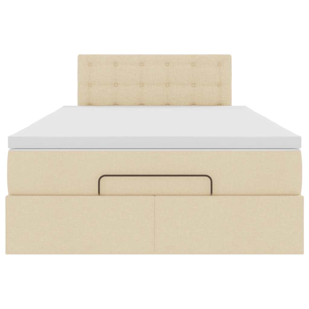 vidaXL Οθωμανικό κρεβάτι με στρώμα & LEDs Cream 120x190cm ύφασμα