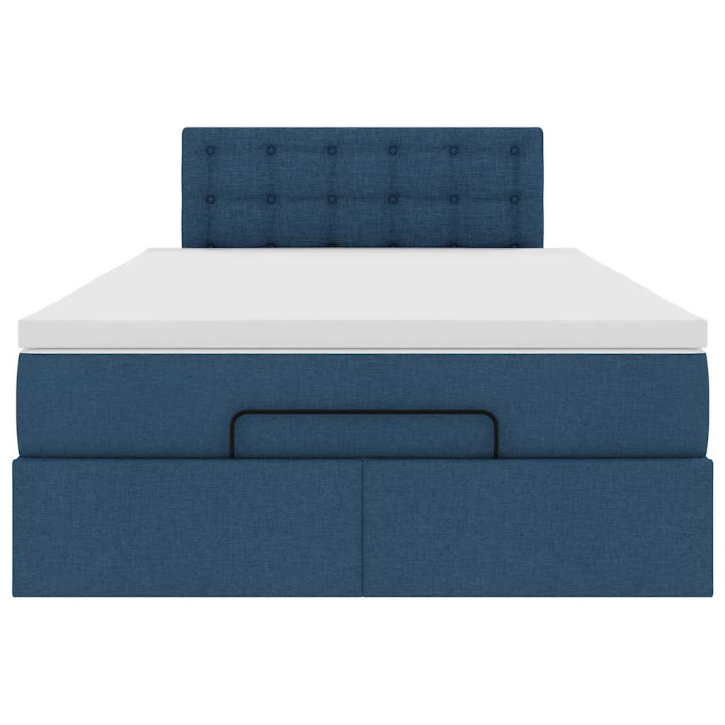 vidaXL Οθωμανικό κρεβάτι με στρώμα & LEDs Μπλε 120x200 cm Ύφασμα