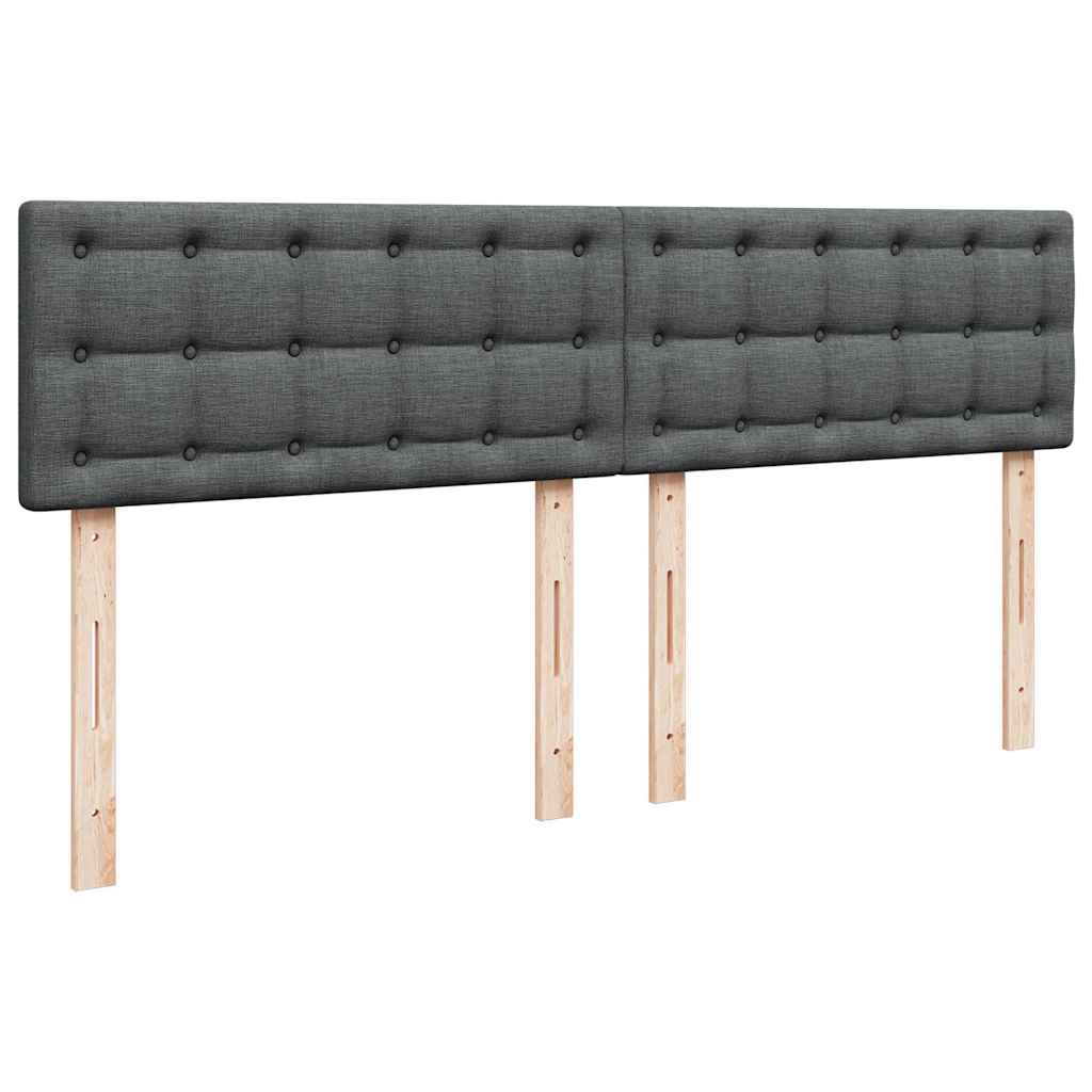 vidaXL Οθωμανικό κρεβάτι με στρώμα & LEDs Σκούρο γκρι 160x200cm ύφασμα
