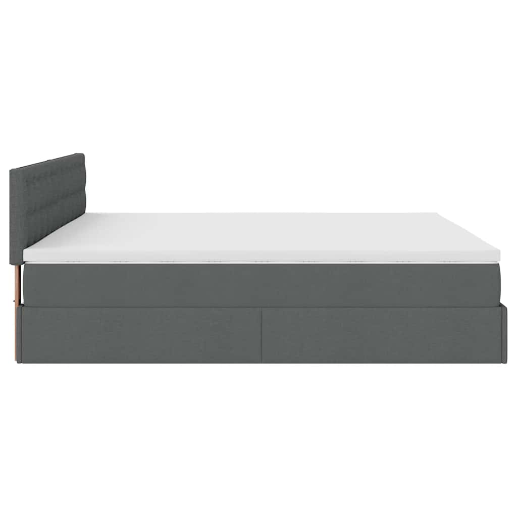 vidaXL Οθωμανικό κρεβάτι με στρώμα & LEDs Σκούρο γκρι 180x200cm ύφασμα