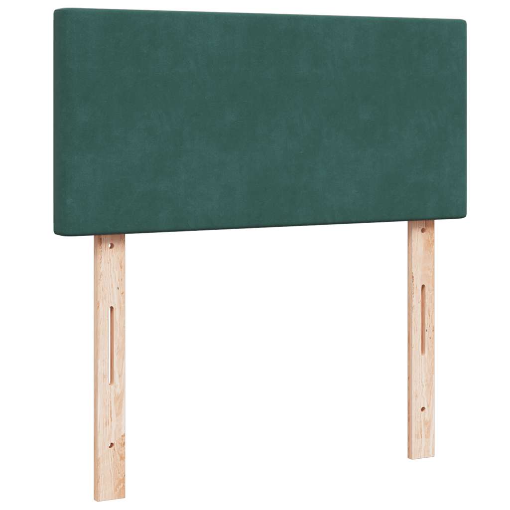 vidaXL Οθωμανικό κρεβάτι με στρώμα & LEDs Dark Green 90x200cm Velvet