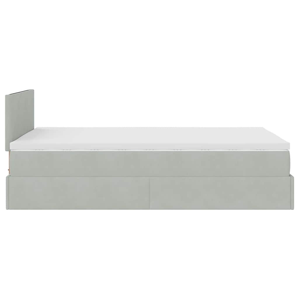 vidaXL Οθωμανικό κρεβάτι με στρώμα&LEDs Ανοιχτό γκρι 120x190cm Βελούδο