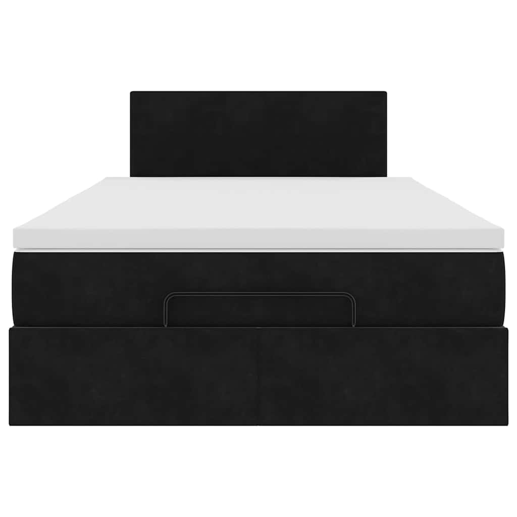 vidaXL Οθωμανικό κρεβάτι με στρώμα & LEDs Μαύρο 120x190cm Velvet