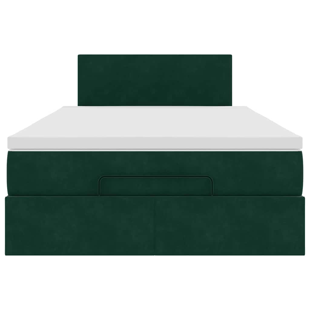 vidaXL Οθωμανικό κρεβάτι με στρώμα & LEDs Dark Green 120x200cm Velvet