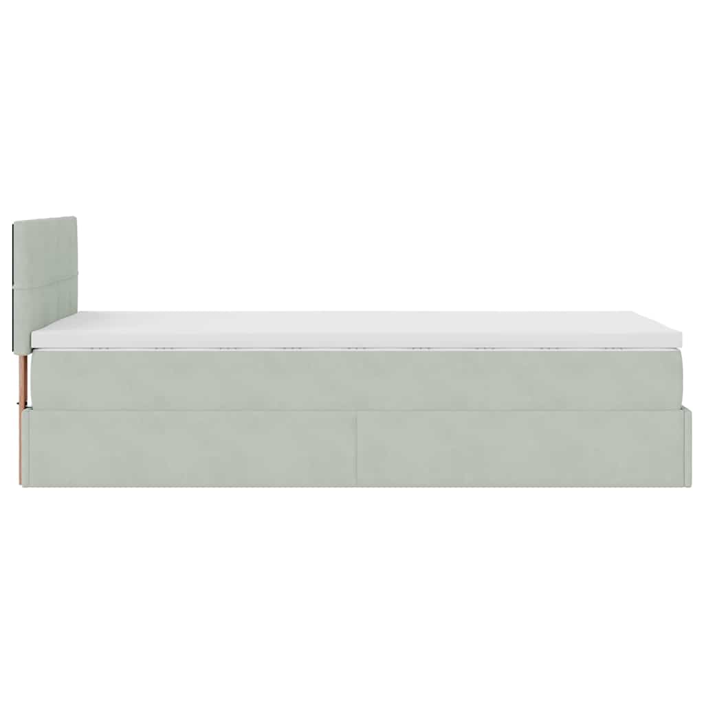 vidaXL Οθωμανικό κρεβάτι με στρώμα&LEDs Ανοιχτό γκρι 80x200cm Βελούδο