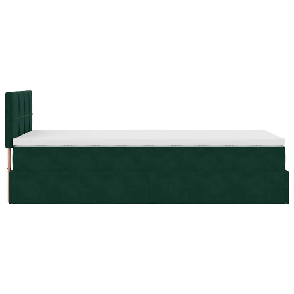 vidaXL Οθωμανικό κρεβάτι με στρώμα & LEDs Dark Green 80x200cm Velvet