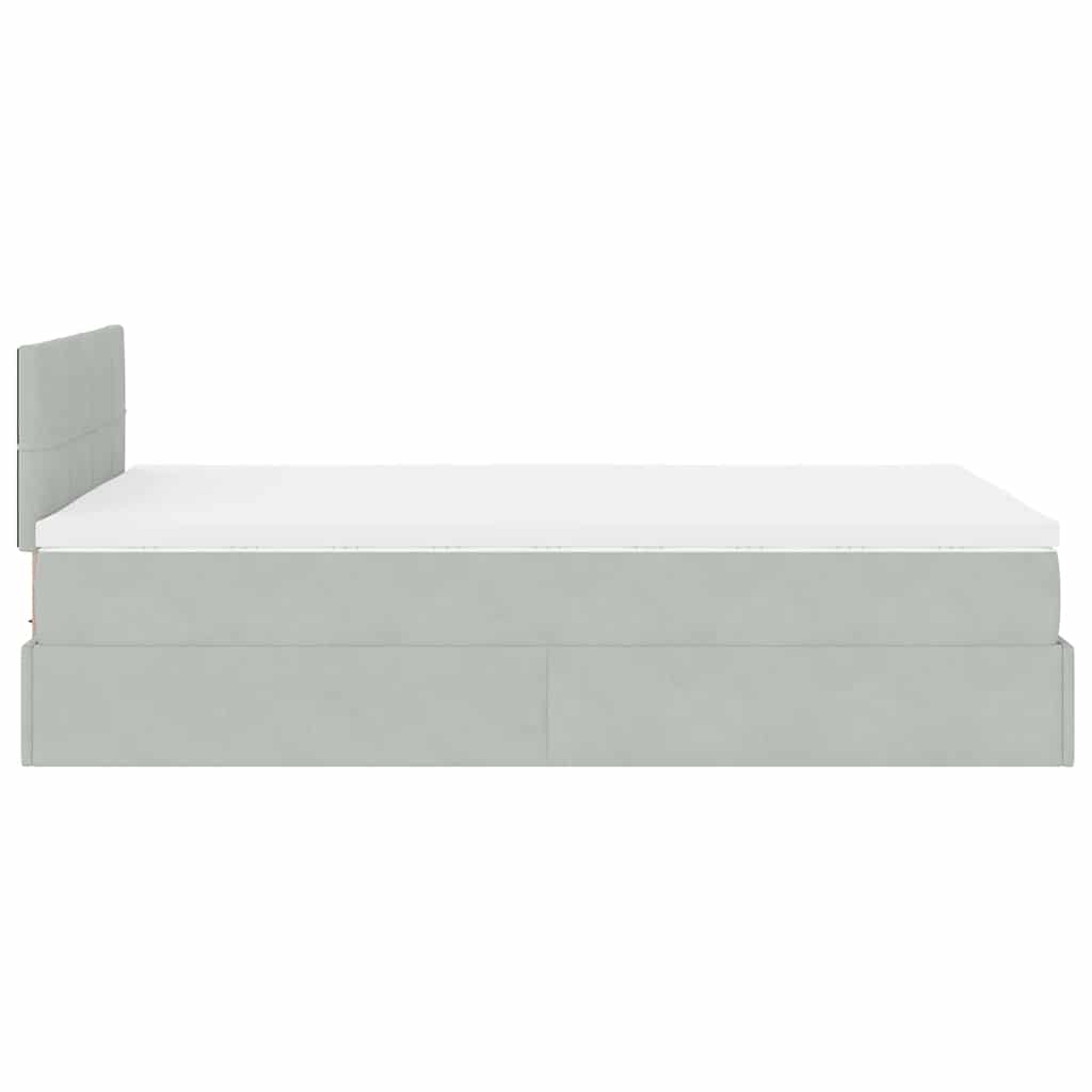 vidaXL Οθωμανικό κρεβάτι με στρώμα&LEDs Ανοιχτό γκρι 120x190cm Βελούδο