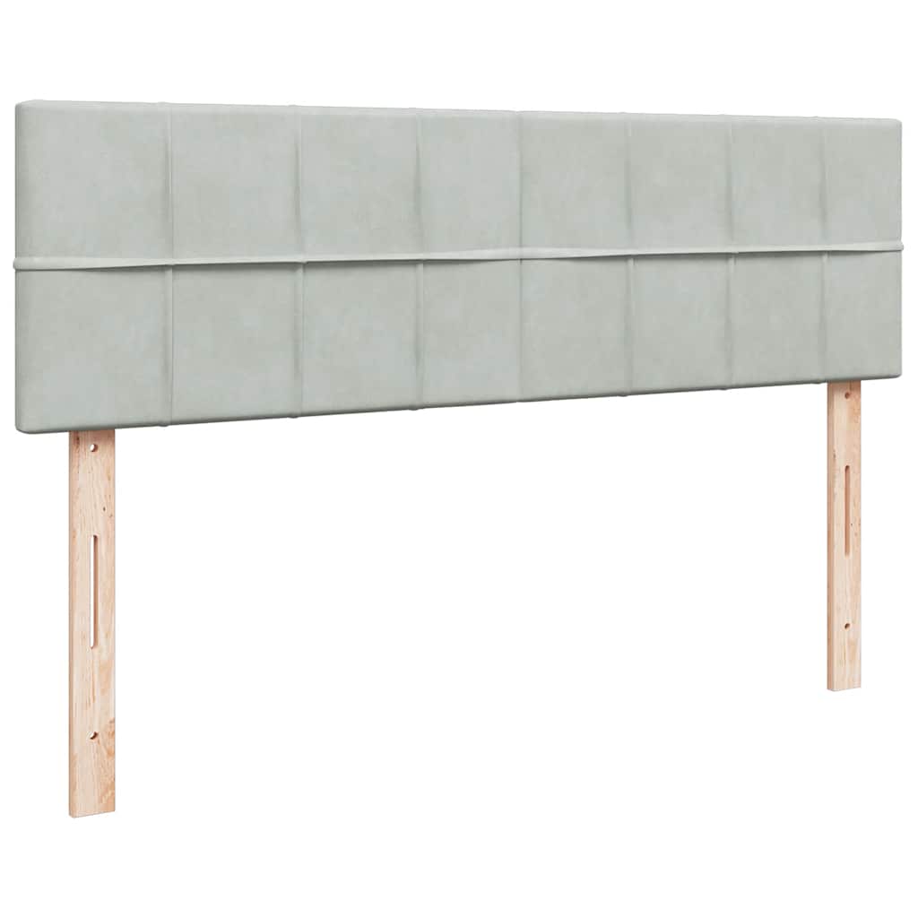 vidaXL Οθωμανικό κρεβάτι με στρώμα&LEDs Ανοιχτό γκρι 140x190cm Βελούδο