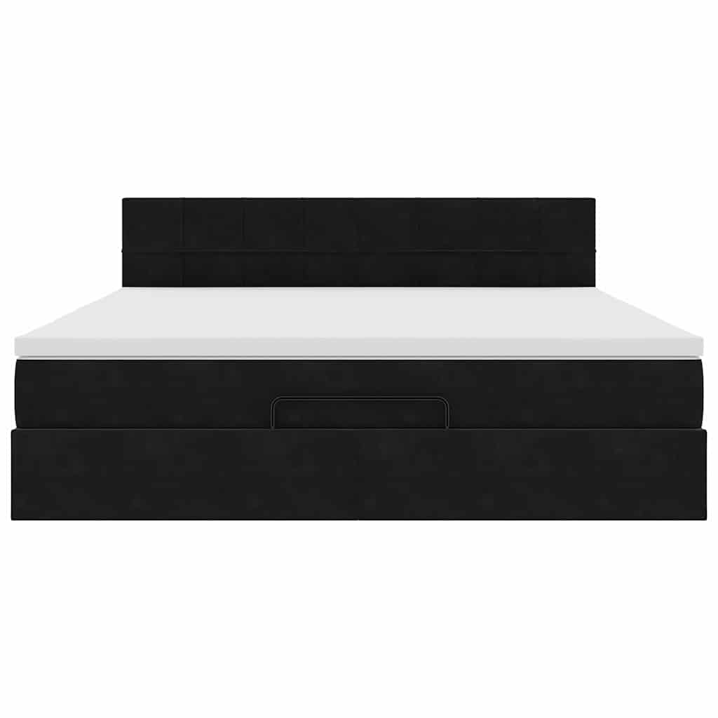 vidaXL Οθωμανικό κρεβάτι με στρώμα & LEDs Μαύρο 160x200cm Velvet