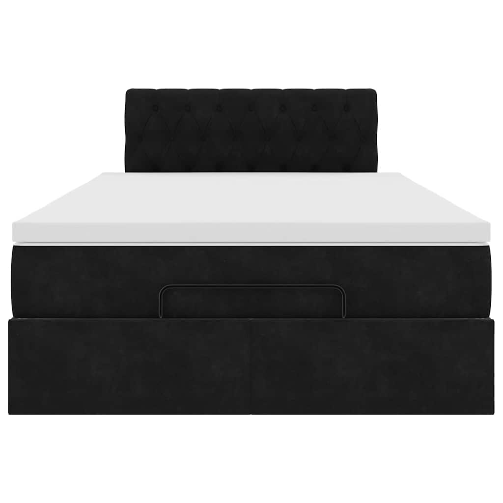 vidaXL Οθωμανικό κρεβάτι με στρώμα & LEDs Μαύρο 120x190cm Velvet
