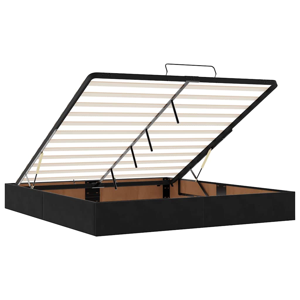 vidaXL Οθωμανικό κρεβάτι με στρώμα & LEDs Μαύρο 180x200cm Velvet