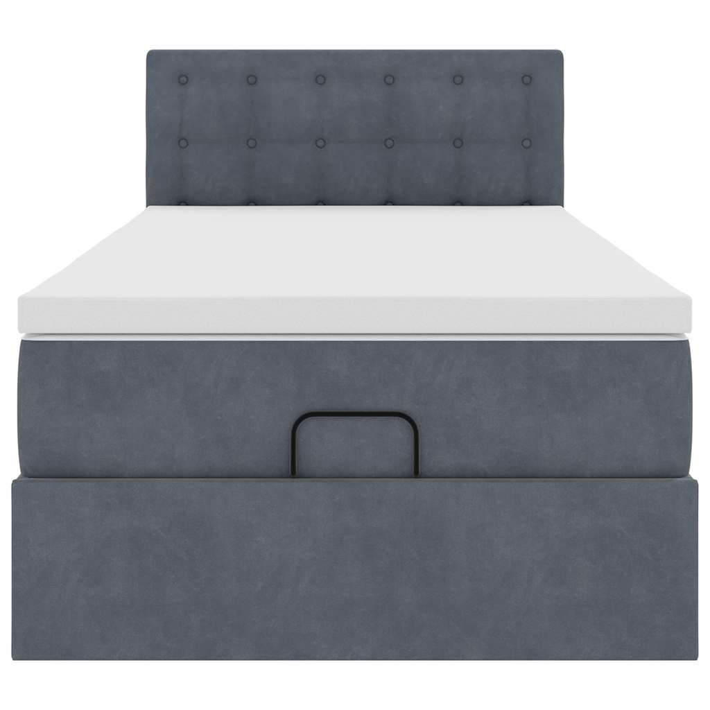 vidaXL Οθωμανικό κρεβάτι με στρώμα & LEDs Dark Grey 80x200cm Velvet