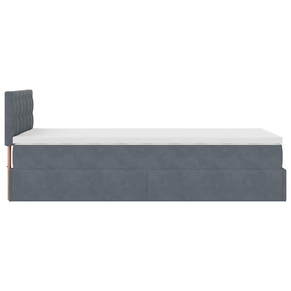 vidaXL Οθωμανικό κρεβάτι με στρώμα & LEDs Dark Grey 80x200cm Velvet