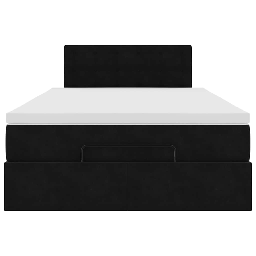 vidaXL Οθωμανικό κρεβάτι με στρώμα & LEDs Μαύρο 120x190cm Velvet