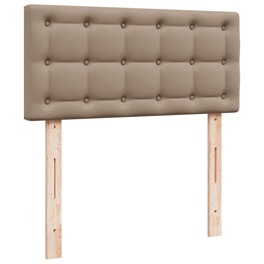 vidaXL Οθωμανικό κρεβάτι με στρώματα & LEDs Cappucino Faux Leather