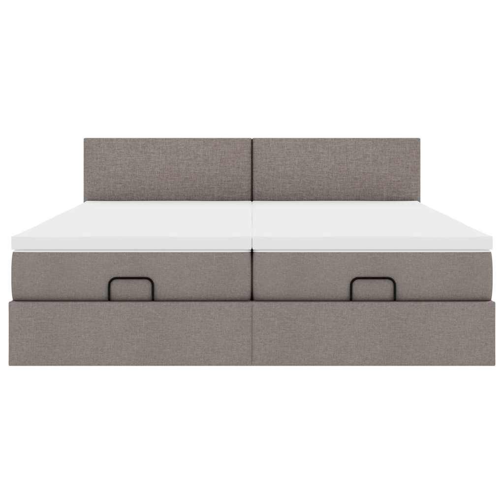 vidaXL Οθωμανικό κρεβάτι με στρώματα & LEDs Taupe 180x200cm ύφασμα