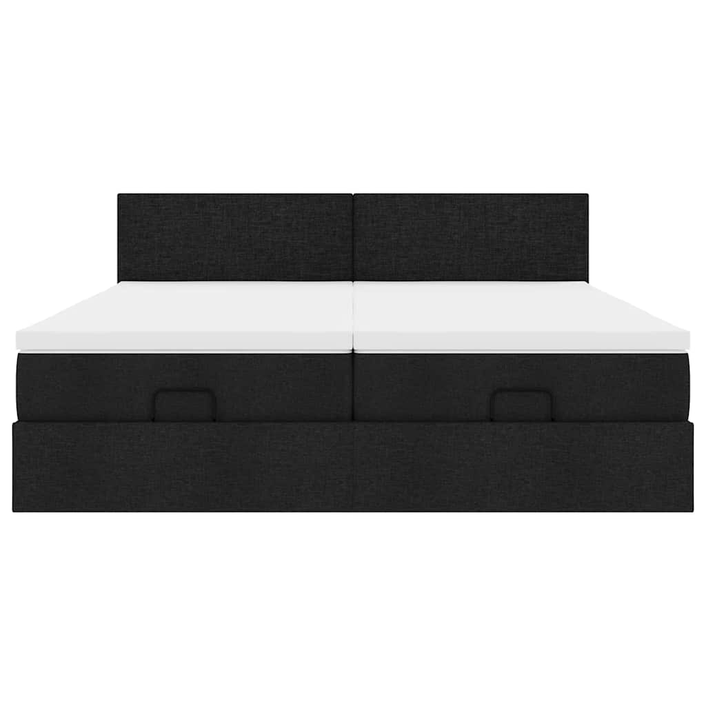vidaXL Οθωμανικό κρεβάτι με στρώματα & LEDs Μαύρο 200x200cm ύφασμα
