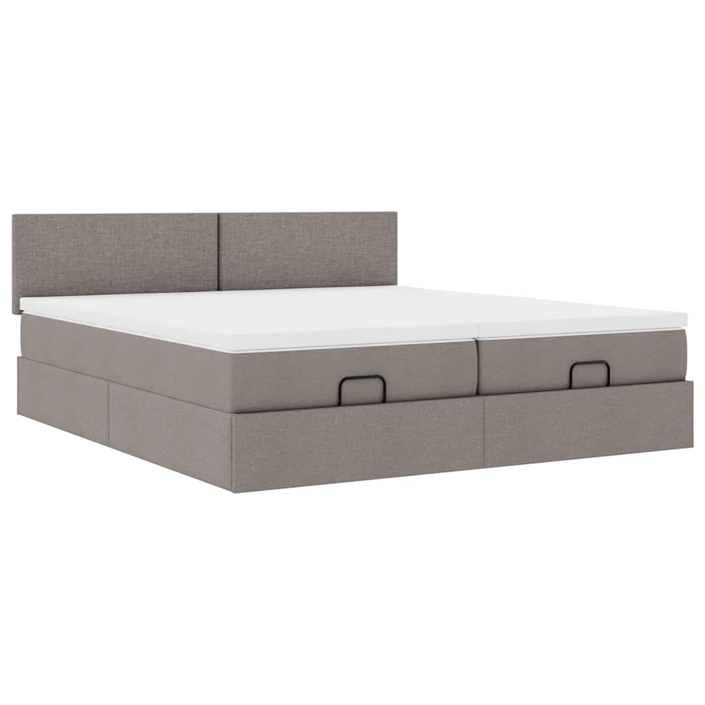 vidaXL Οθωμανικό κρεβάτι με στρώματα & LEDs Taupe 200x200cm ύφασμα
