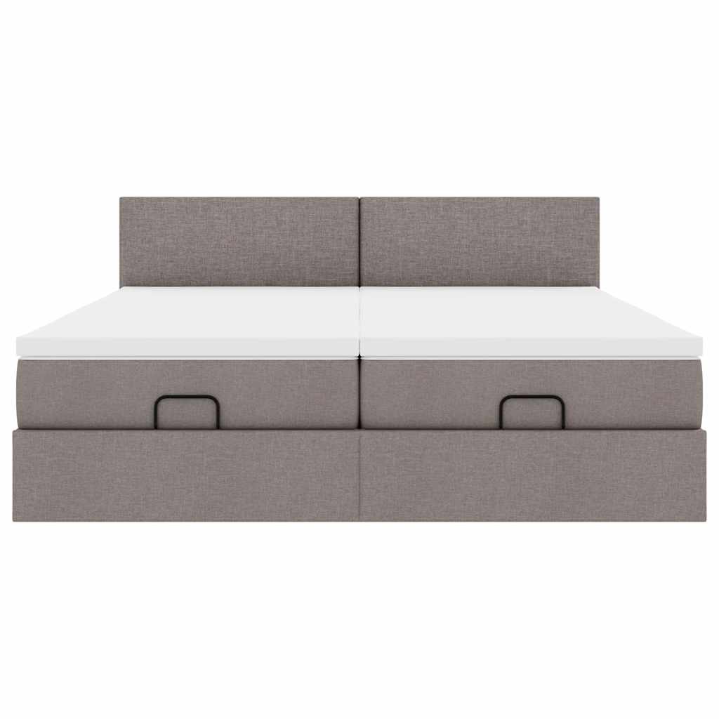 vidaXL Οθωμανικό κρεβάτι με στρώματα & LEDs Taupe 200x200cm ύφασμα