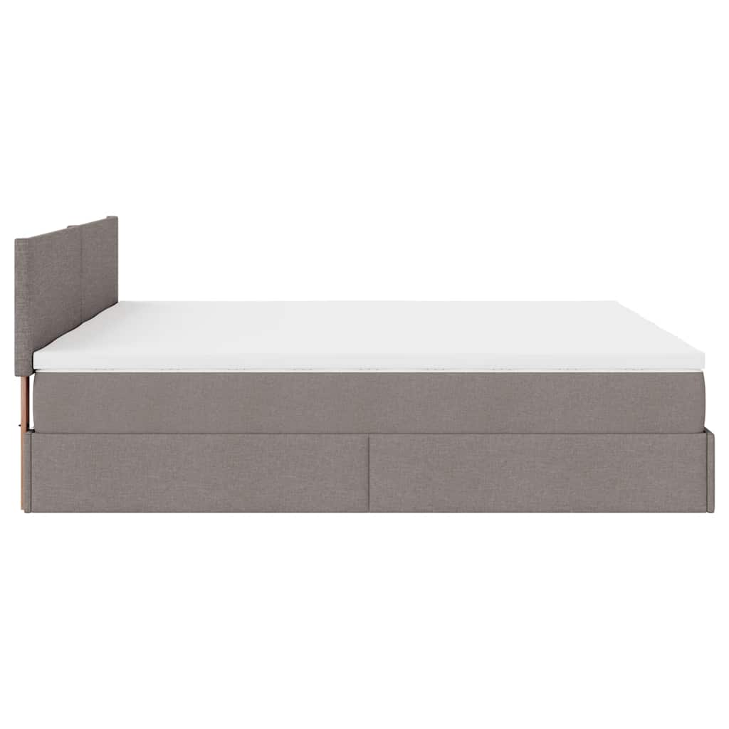 vidaXL Οθωμανικό κρεβάτι με στρώματα & LEDs Taupe 200x200cm ύφασμα
