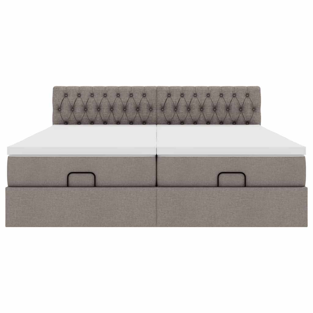 vidaXL Οθωμανικό κρεβάτι με στρώματα & LEDs Taupe 200x200cm ύφασμα
