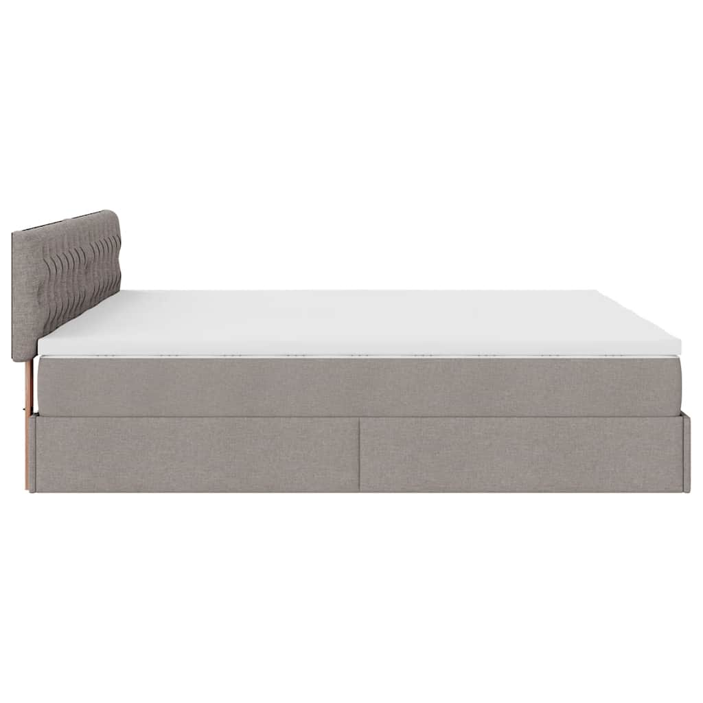 vidaXL Οθωμανικό κρεβάτι με στρώματα & LEDs Taupe 200x200cm ύφασμα