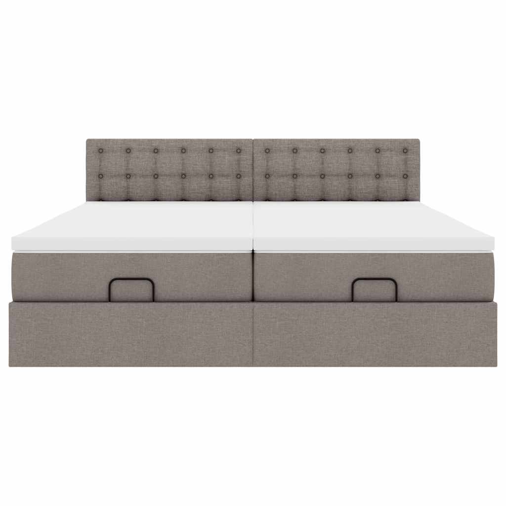 vidaXL Οθωμανικό κρεβάτι με στρώματα & LEDs Taupe 180x200cm ύφασμα
