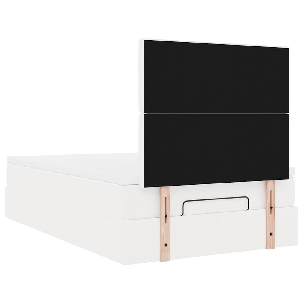 vidaXL Οθωμανικό κρεβάτι με στρώμα Λευκό 120x200cm Faux Leather