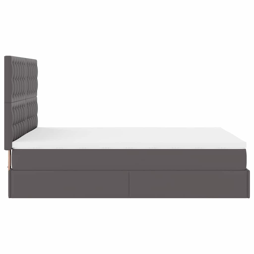 vidaXL Οθωμανικό κρεβάτι με στρώμα Γκρι 140x190cm Faux Leather