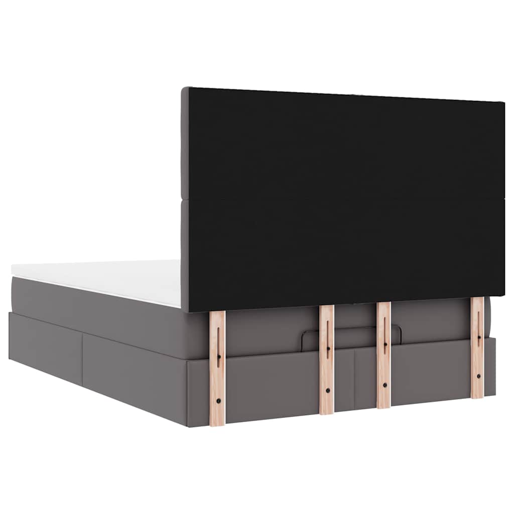 vidaXL Οθωμανικό κρεβάτι με στρώμα Γκρι 140x190cm Faux Leather