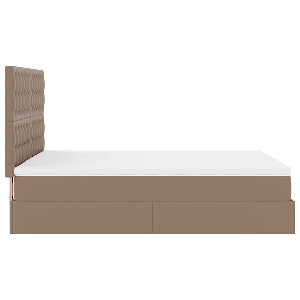 vidaXL Οθωμανικό κρεβάτι με στρώμα Cappucino 140x190cm Faux Leather