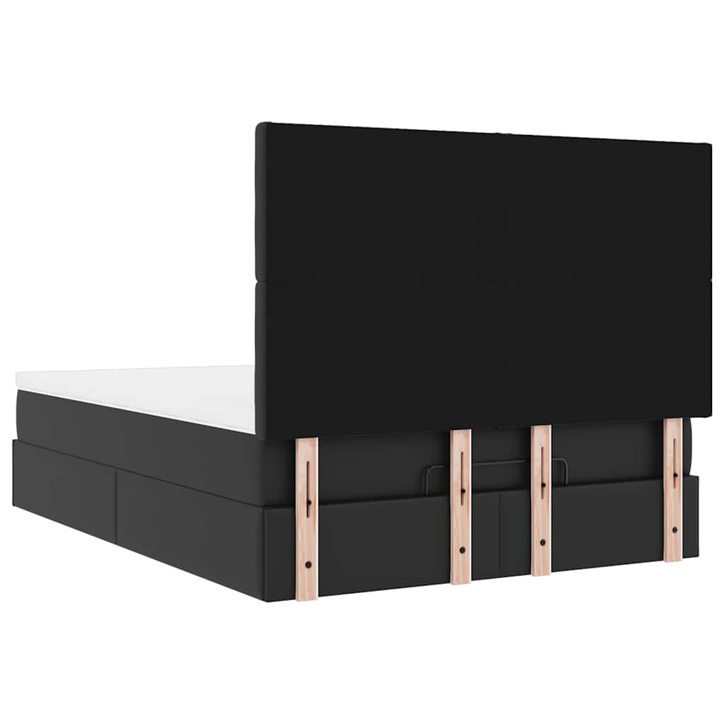 vidaXL Οθωμανικό κρεβάτι με στρώμα Μαύρο 140x200cm Faux Leather