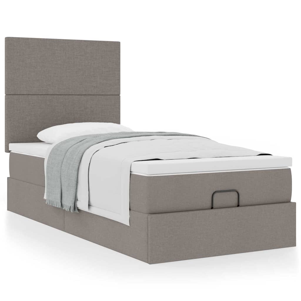 vidaXL Οθωμανικό κρεβάτι με στρώμα Taupe 80x200cm ύφασμα