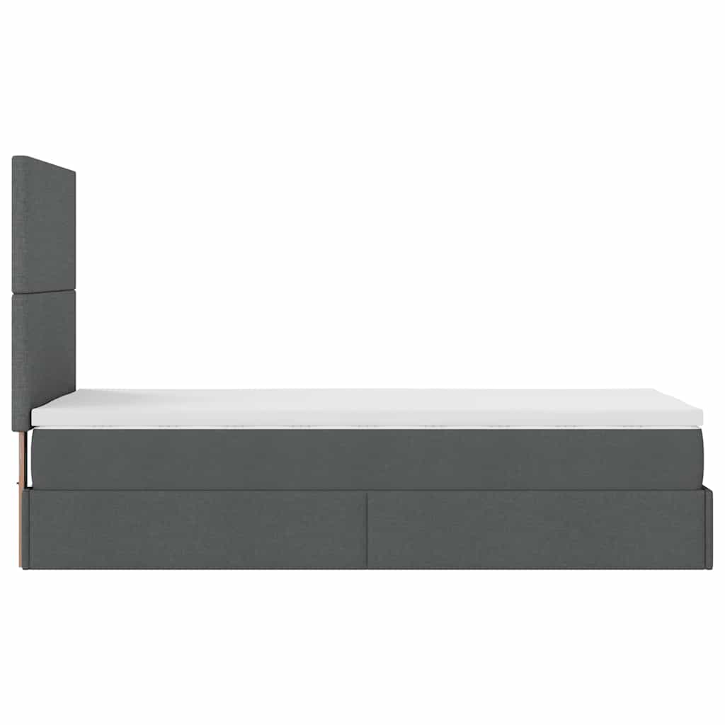 vidaXL Οθωμανικό κρεβάτι με στρώμα σκούρο γκρι 90x190cm ύφασμα