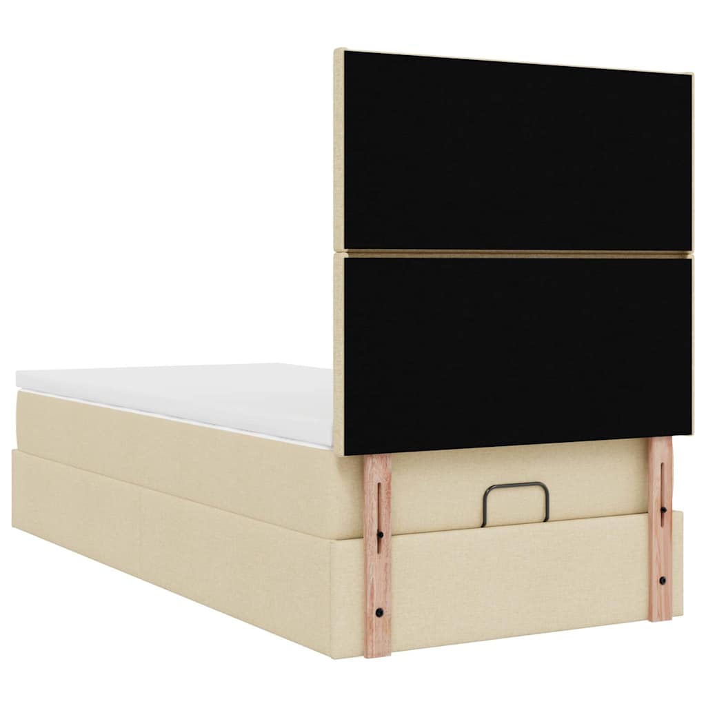 vidaXL Οθωμανικό κρεβάτι με στρώμα Cream 90x190cm ύφασμα